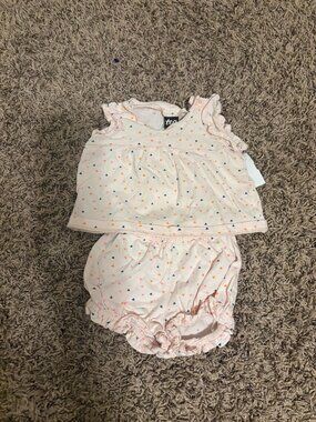 Tea Collection Outfit 9-12 Months Light Pink Short Sleeve Ruffle Shorts Cotton